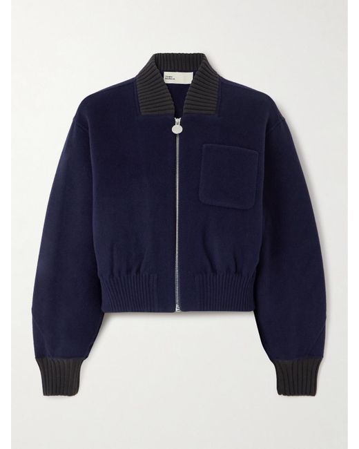 Tory Burch Blue Wool Bomber Jacket
