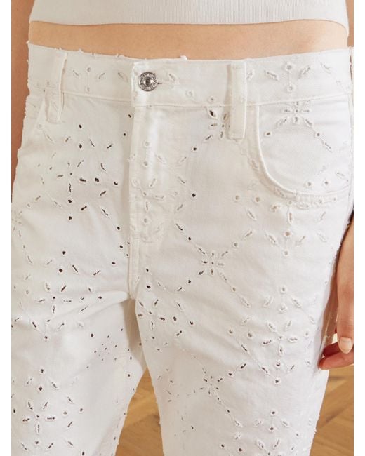 Citizens of Humanity White Lindz Mid-Rise Embroidered Straight-Leg Jeans
