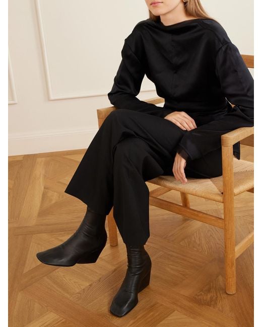Proenza Schouler Black Slant Leather Ankle Boots