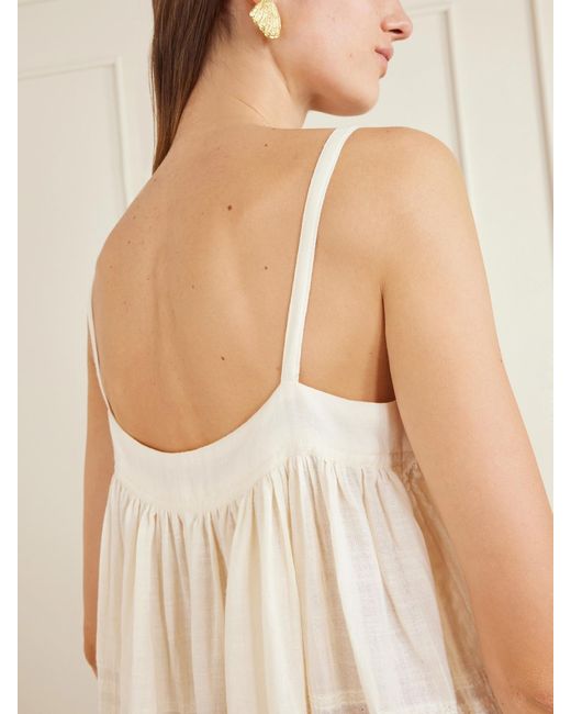 Lemlem White Eda Striped Cotton-Gauze Midi Dress