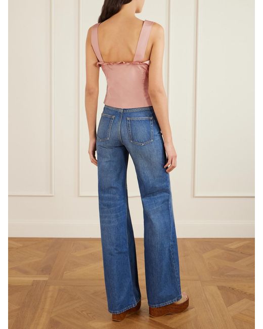 Chloé Pink Cropped Ruffled Taffeta Top