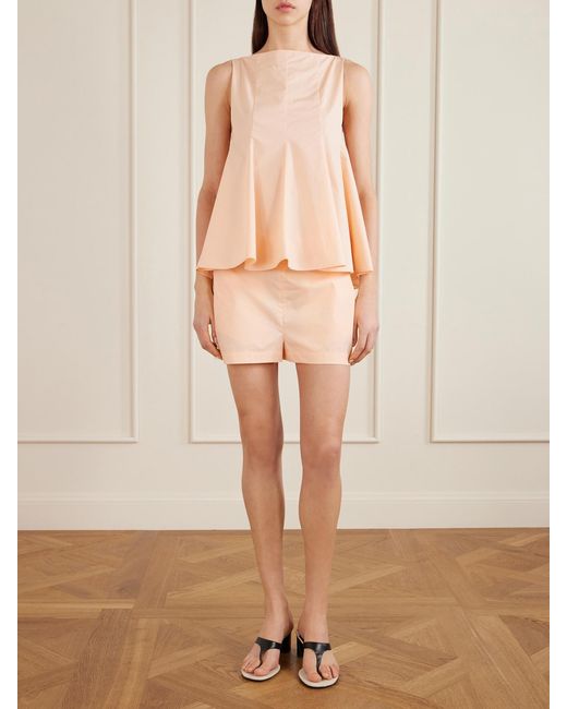 Khaite White Robbie Cotton-Poplin Shorts