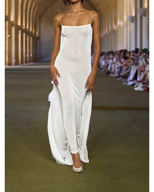 Jacquemus White The Plumetis Knitted Maxi Dress