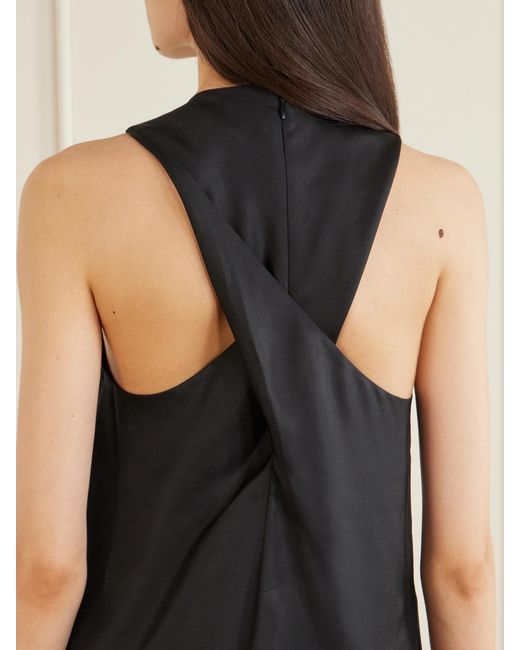 Loulou de Saison Black Paloma Silk-Twill Maxi Dress