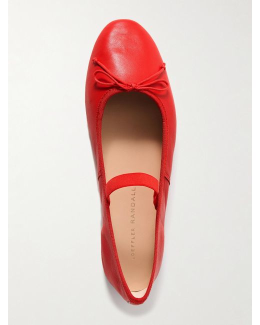 Loeffler Randall Red Leonie Bow-Embellished Leather Flats