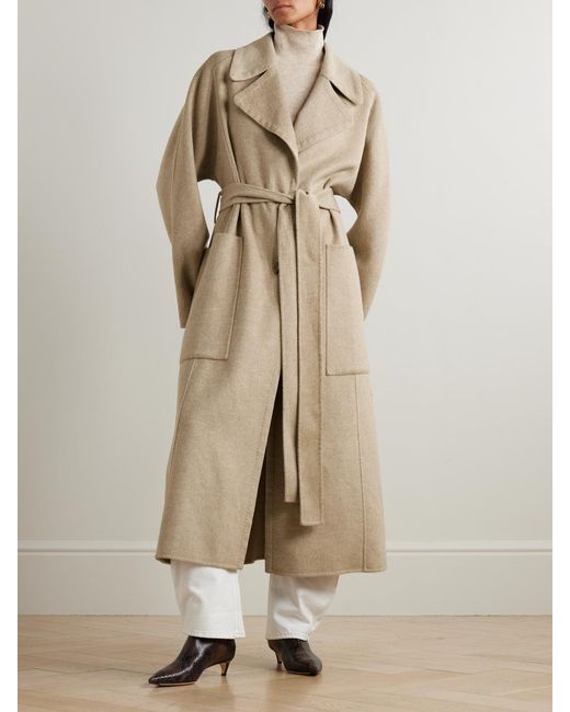 Joseph Natural Spencer Belted Wool And Cashmere-Blend Trench Coat
