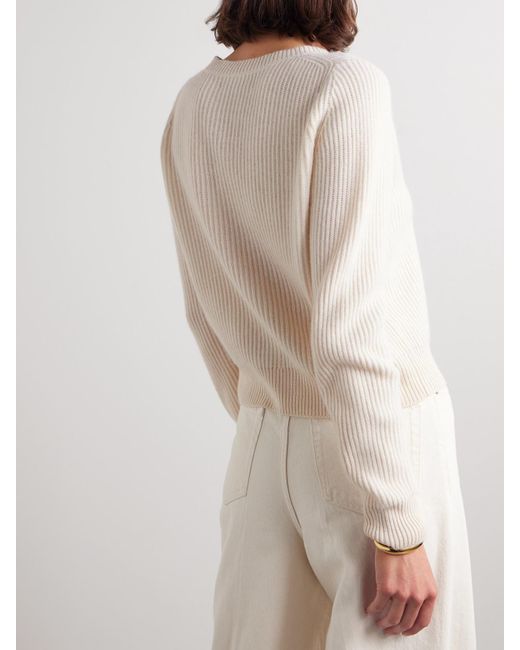 Nili Lotan Natural Korina Ribbed Cashmere Sweater