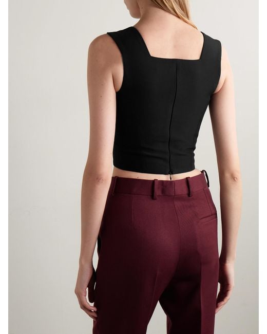 Salon 1884 Black Friuli Cropped Cotton And Silk-Blend Top