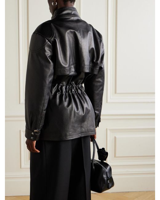 Magda Butrym Black Belted Leather Jacket