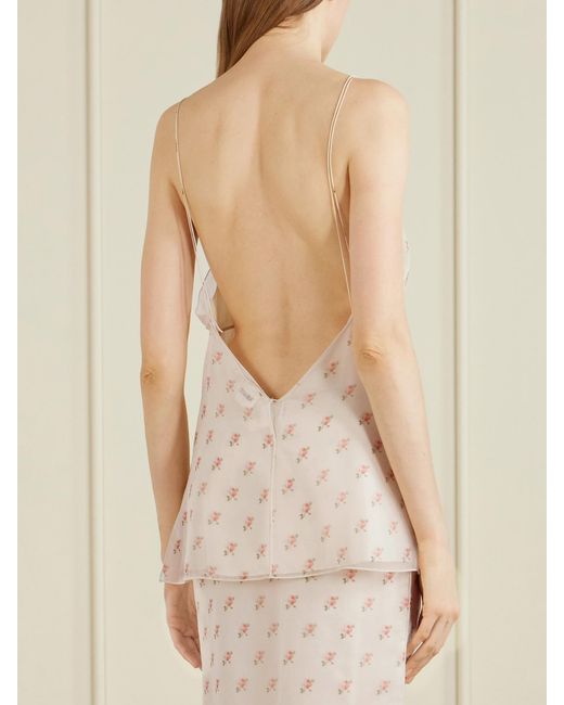 Khaite Natural Timy Floral-Print Silk-Organza Camisole