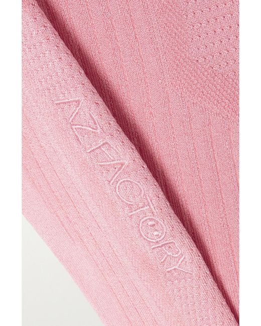 AZ FACTORY Pink Mybody Paneled Stretch-Knit Leggings