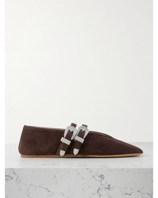 Le Monde Beryl Brown Claudia Suede Mary-Jane Ballet Flats