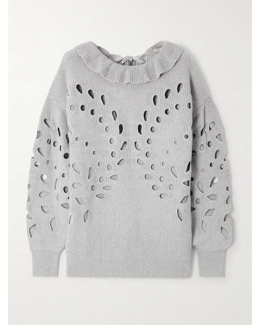 Pull Oversize En Coton Mélangé Côtelé À Découpes Francia Ulla Johnson en coloris Gray