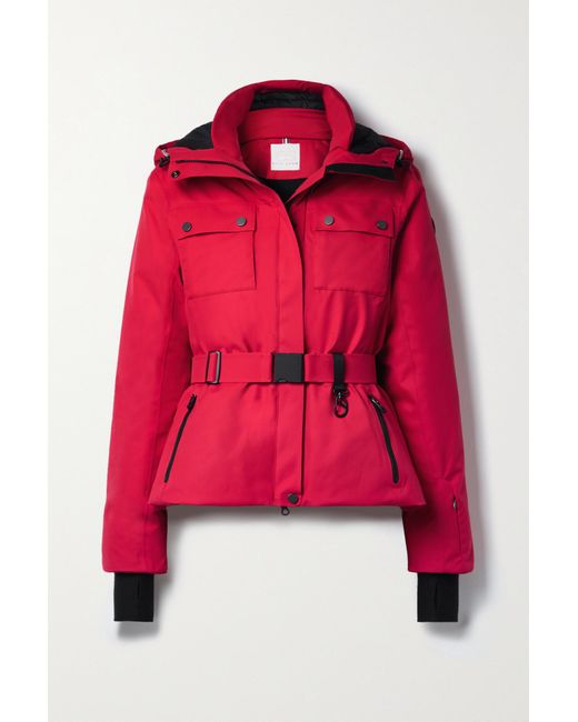 Erin Snow + Net Sustain Diana Hooded Belted Recycled Ski Jacket in Red ...