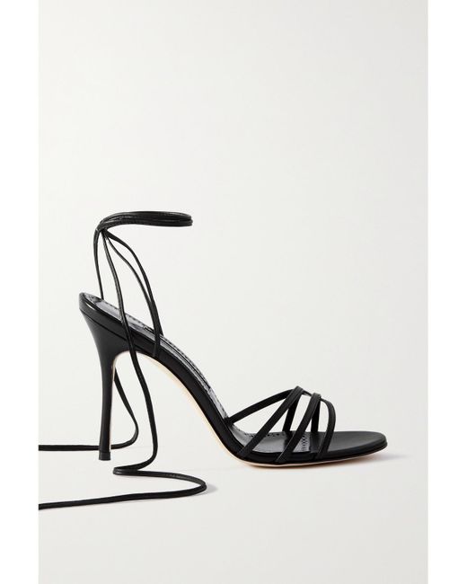 Manolo Blahnik White Leva 105 Leather Sandals