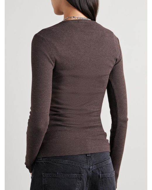 Agolde Brown Delphi Ribbed Jersey Top
