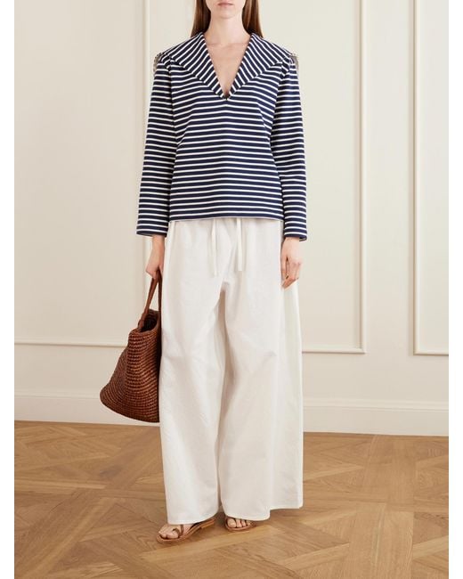 Les Vacances d'Irina Blue Seaman Striped Cotton-Jersey Blouse