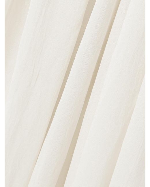 Abadia White Liya Trägerloser Jumpsuit Aus Popeline Mit Cape-Effekt Und Chiffonbesatz