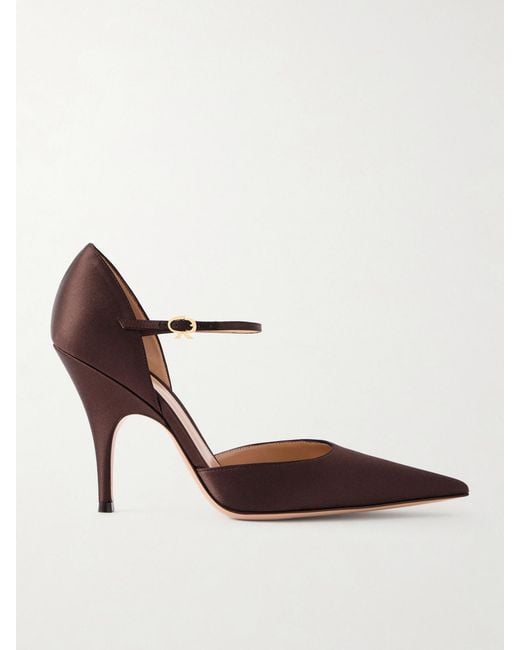 Gianvito Rossi Brown Sofia D'Orsay 95 Crepe-Satin Pumps