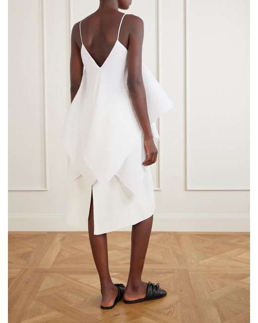 J.W. Anderson White Asymmetric Pleated Crepe De Chine Cami