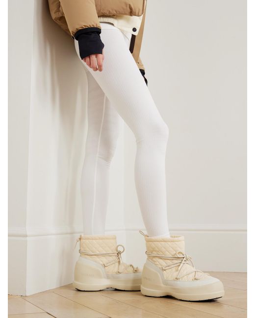 Moon Boot Natural Mezzaluna Mid Rubber And Quilted Shell Snow Boots