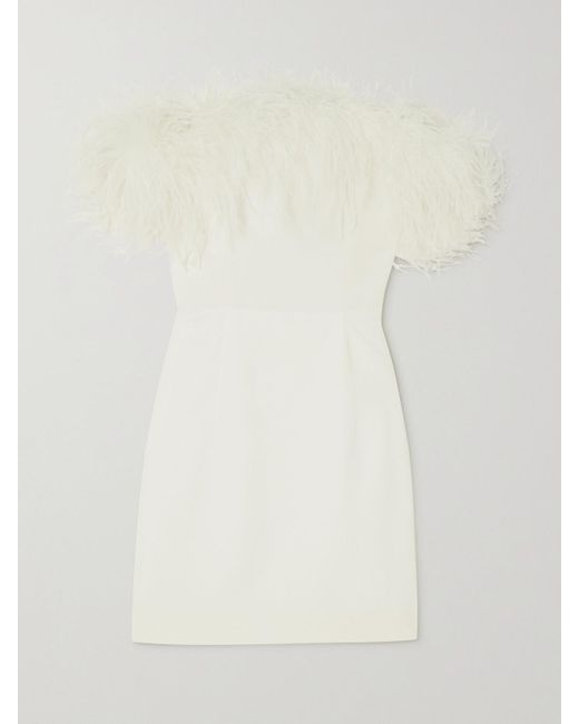 Mini-Robe Épaules Nues En Crêpe À Plumes Ava 16Arlington en coloris Natural