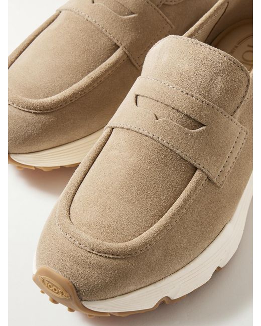 Tod's Natural Slip-Ons Aus Veloursleder