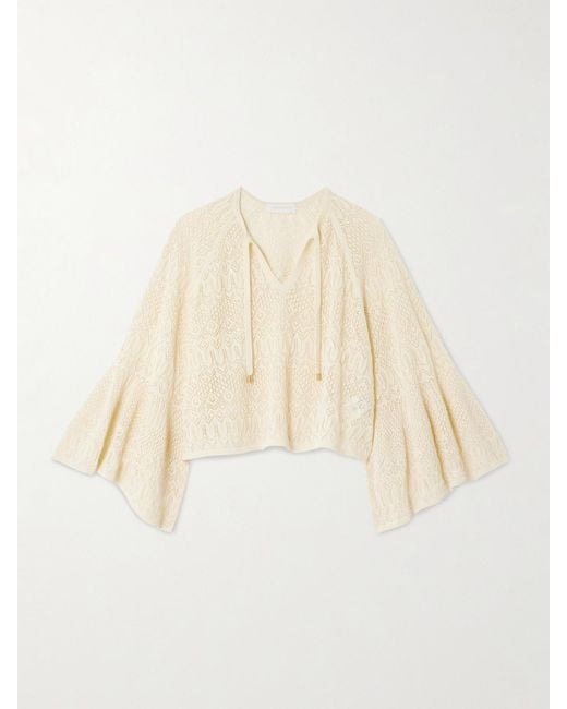 Zimmermann Natural Coco Pointelle-Knit Top