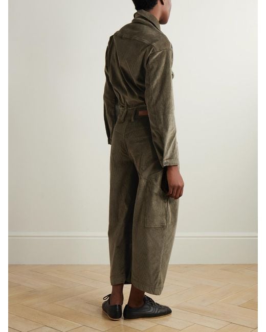 Rivet Utility Green New Yorker Verkürzter Jumpsuit Aus Cord Aus Einer Baumwollmischung