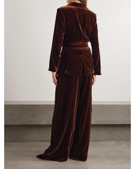 Olivia Von Halle Red Jagger Velvet Pajama Set