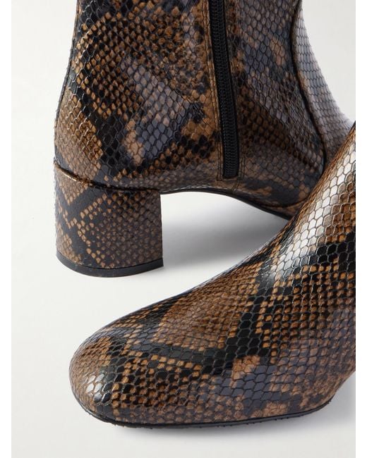 Stuart Weitzman Brown Maeve Ankle Boots Aus Leder Mit Schlangeneffekt