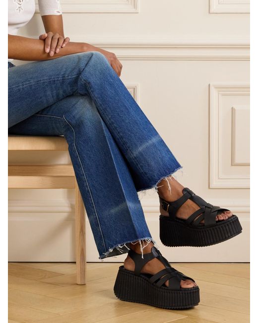 Chloé Black Nama Plateausandalen Aus Leder