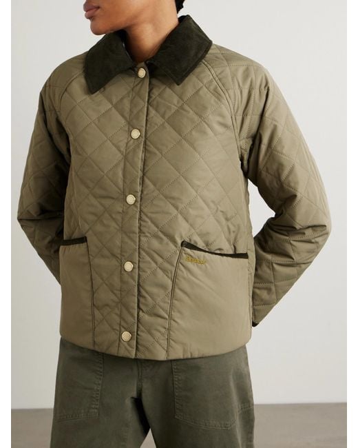 Barbour Green Anise Verkürzte Steppjacke Aus Shell Mit Cordbesätzen