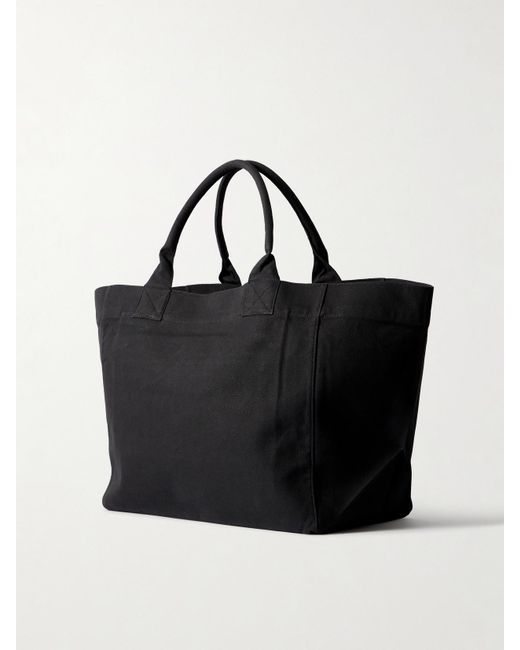 Ganni Black Printed Cotton-Canvas Tote