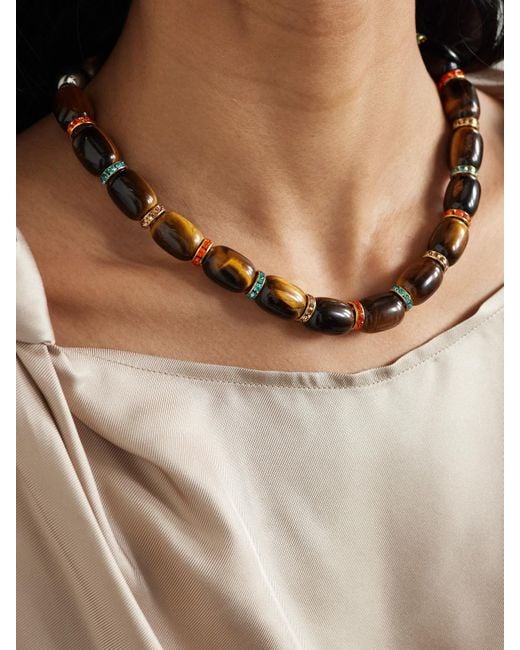Julietta Brown Donna-Tone Tiger's Eye And Crystal Necklace