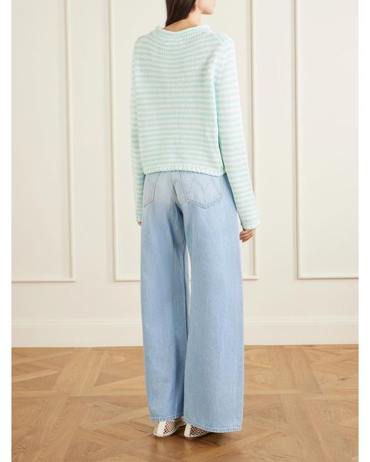 La Ligne Blue Mini Marina Cropped Striped Cotton Sweater