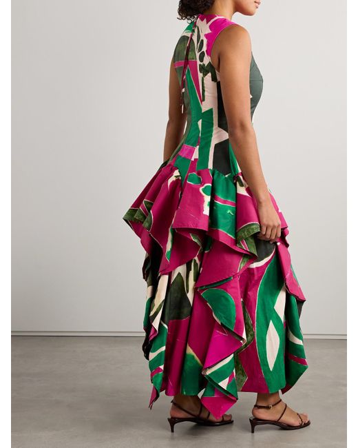 Ulla Johnson Pink Lee Krasner Mural Robe Aus Bedruckter Baumwollpopeline Mit Volants