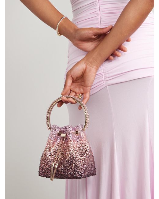 Jimmy Choo Pink Bon Bon Beuteltasche Aus Satin Mit Kristallen