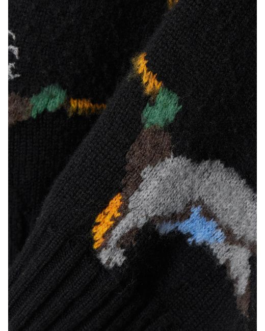 Burberry Black Pullover Aus Wolle Mit Intarsienmuster