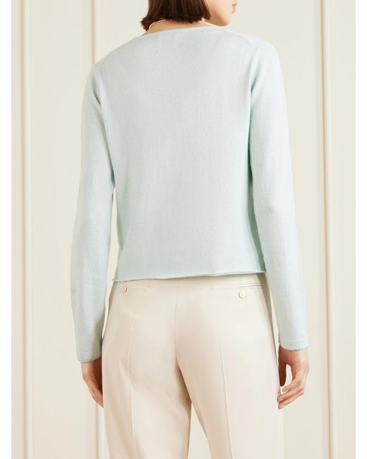 Allude Blue Ribbed Cotton And Cashmere-Blend Cardigan