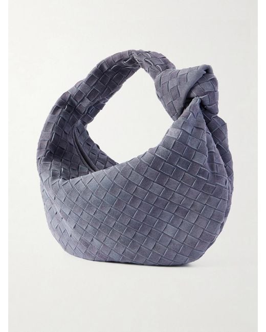 Bottega Veneta Blue Jodie Small Intrecciato Suede Tote