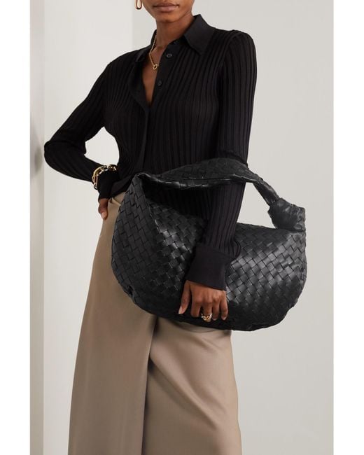 Bottega Veneta Black Jodie Knotted Intrecciato Leather Tote