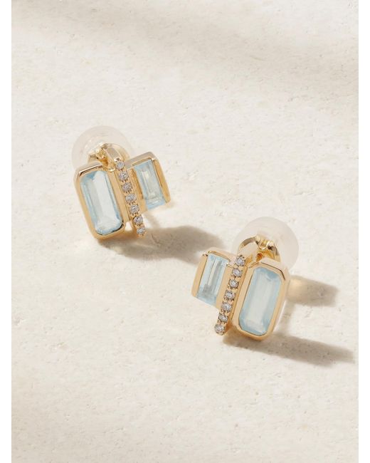 Boucles D'Oreilles En Or 14 Carats (585/1000) Recyclé, Aigues-Marines Et Diamants Cityscape Melissa Joy Manning en coloris Natural
