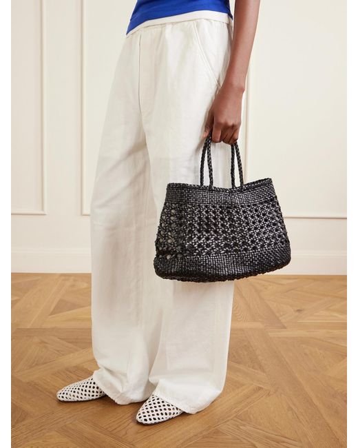 Dragon Diffusion Black Santa Cano Woven Leather Tote Bag