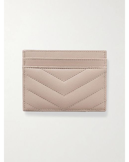 Saint Laurent Natural Monogramme Quilted Textured-Leather Cardholder