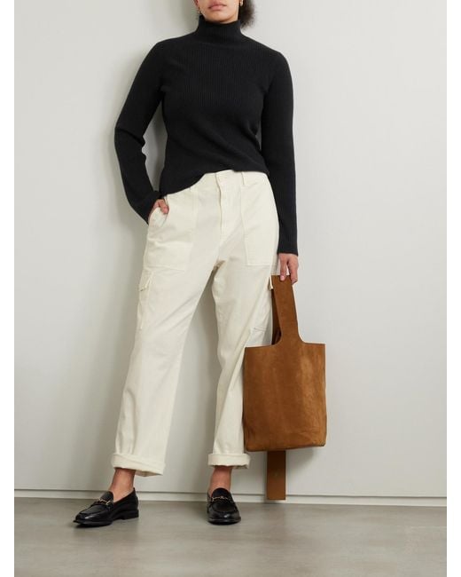 James Perse White Herringbone Cotton-Blend Cargo Pants