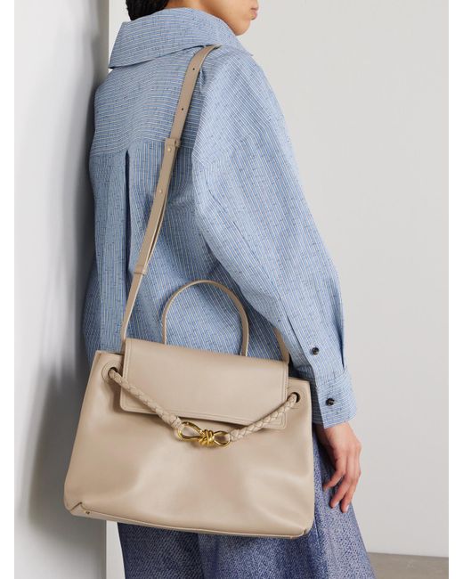 Bottega Veneta Natural Ciao Ciao Mittelgroße Tote Aus Leder Und Intrecciato-Leder