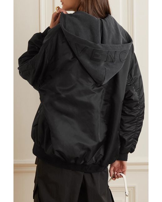 Givenchy Black Oversized Hooded Jersey And Shell Bomber Jacket