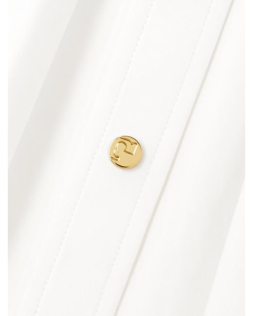 Tory Burch White Gathered Cotton-Blend Poplin Midi Skirt