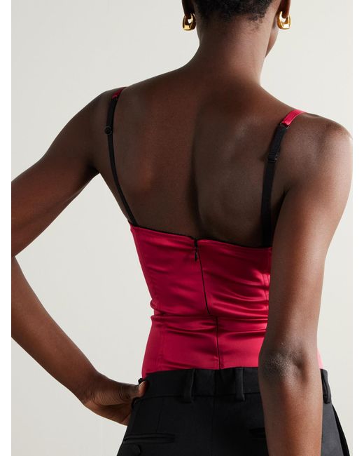 Body À Armatures En Satin De Soie Stretch À Finitions En Picots Dolce & Gabbana en coloris Red